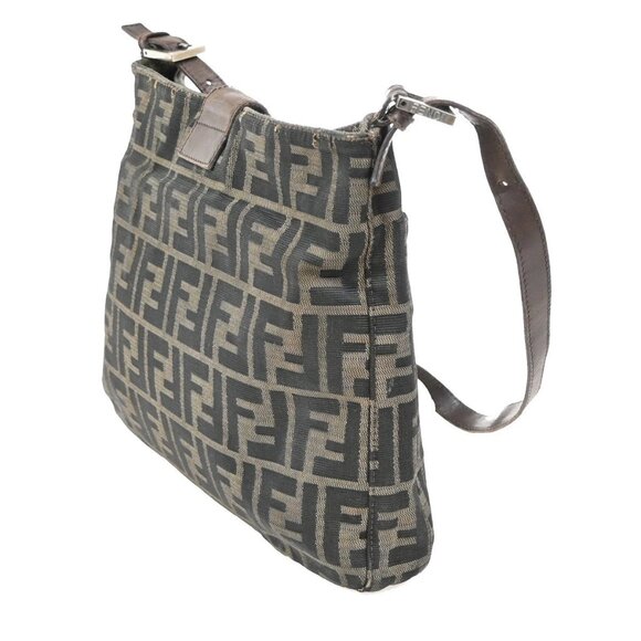 FENDI Logo Zucca Pattern Hand Bag Canvas Leather Brown SHW Italy 36KB279 - Picture 4 of 15